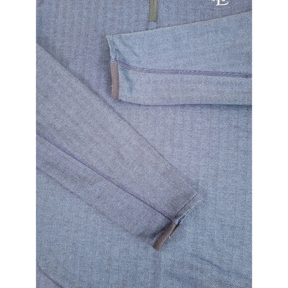 Greyson Golf Herringbone Quarter Zip Navy Blue Mens Medium Sweater Custom Logo - Picture 5 of 8